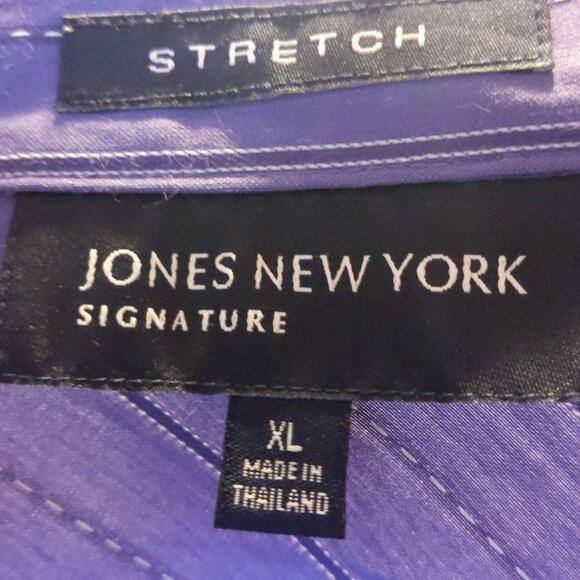 Jones New York Purple Striped Button Down Blouse - Picture 2 of 4